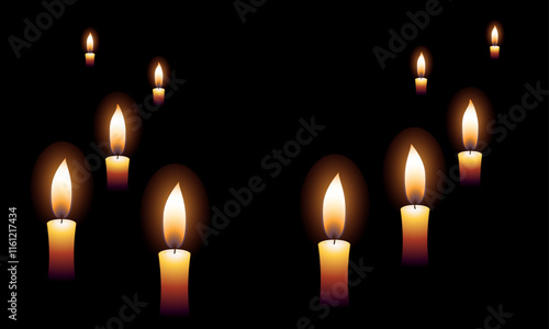 Wallpaper Mural フレーム_暗闇に浮ぶロウソクの炎 Torontodigital.ca