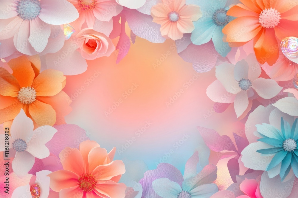 A bouquet of vibrant flowers against a soft pink and blue backdrop, perfect for use in promotional materials or as a decorative element A bouquet of vibrant flowers against a soft pink and blue backdrop, perfect for use in promotional materials or as a decorative element