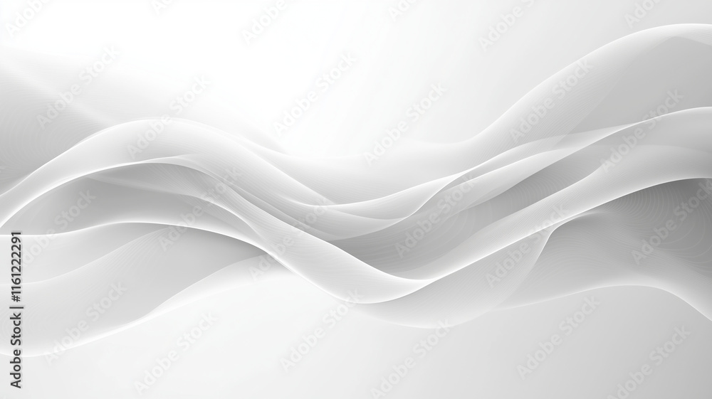 Obraz premium Sleek abstract background with flowing white waves and subtle gradient textures, creating a minimalistic and modern design, background for Powerpoint presentation, web banner design