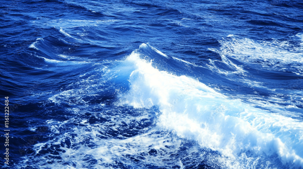 Fototapeta premium Waves crash powerfully against each other in deep blue ocean waters near the shoreline