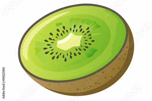 High-quality vector illustration of kiwi fruit cross section watercolor art on white for design projects and creative needs