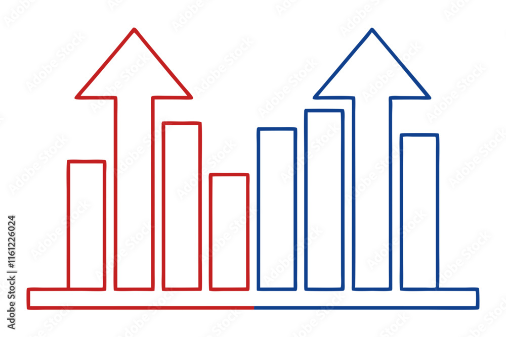 High-quality vector illustration of outlined minimal bar chart with upward and downwar for design projects and creative needs High-quality vector illustration of outlined minimal bar chart with upward and downwar for design projects and creative needs