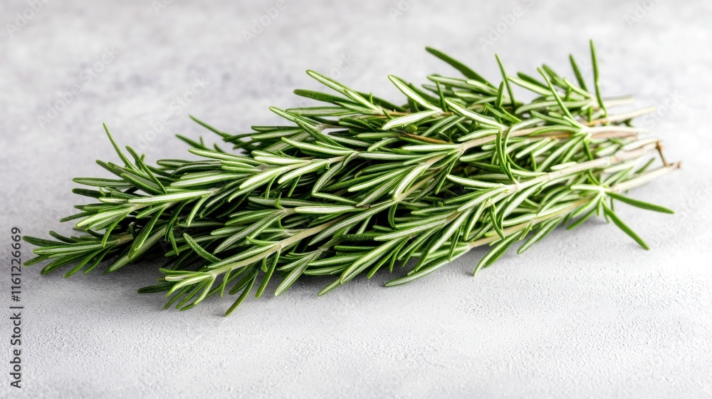 Fresh rosemary sprigs arranged on a light surface for culinary use. Fresh rosemary sprigs arranged on a light surface for culinary use.