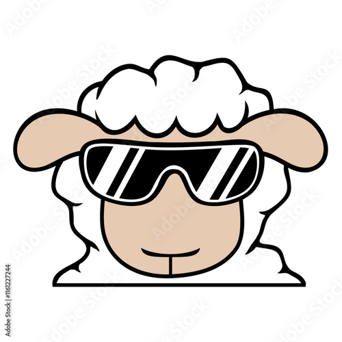 Sheep Sunglasses Party Cool Dj Head Face Cute Fun Design Lover Art Vector Illustration Card T-Shirt Poster Sticker Graphic Print Decorative Drawing Isolated Logo Decoration Symbol Creative Cool Style
