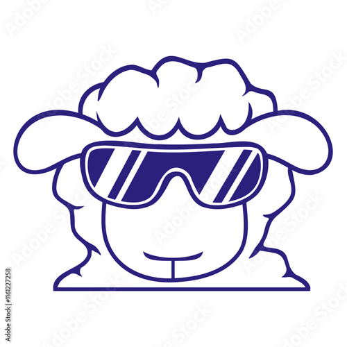 Sheep Sunglasses Party Cool Dj Head Face Cute Fun Design Lover Art Vector Illustration Card T-Shirt Poster Sticker Graphic Print Decorative Drawing Isolated Logo Decoration Symbol Creative Cool Style
