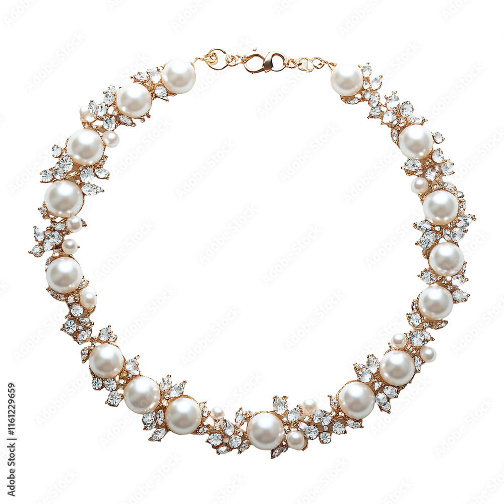 Fototapeta premium Elegant Pearl and Crystal Necklace: A Stunning Piece of Jewelry