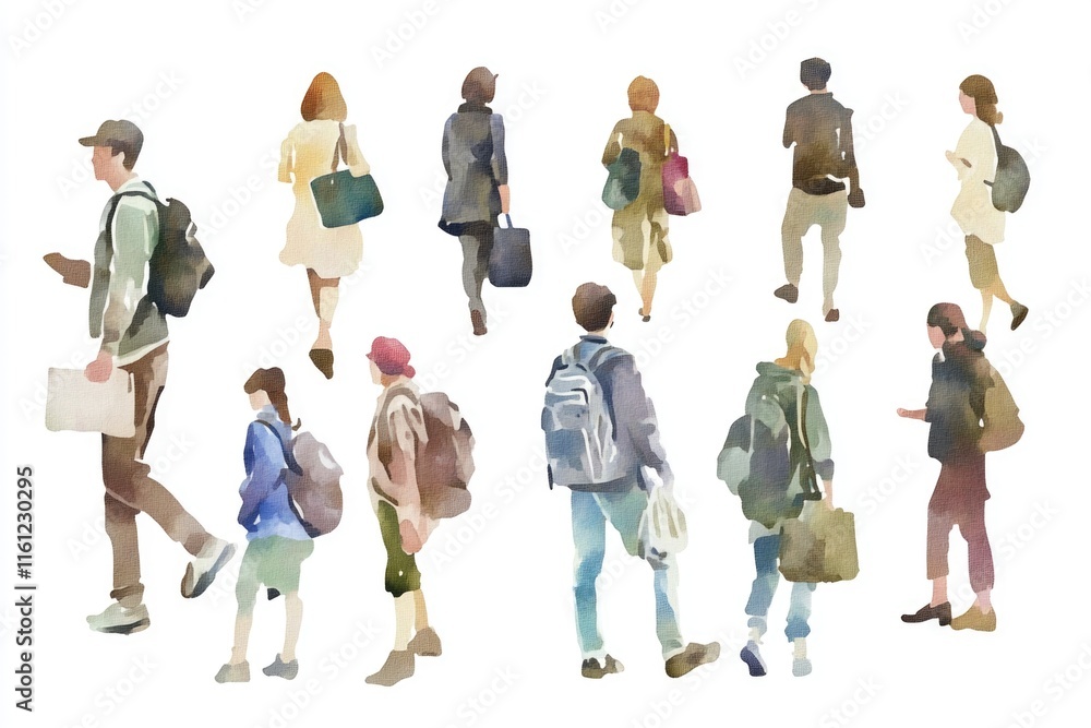 Fototapeta premium A group of people walking together on a city street