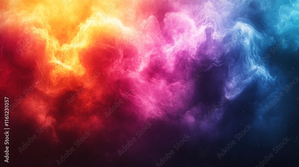 Fototapeta premium Vibrant cosmic nebula with dynamic colorful clouds in space