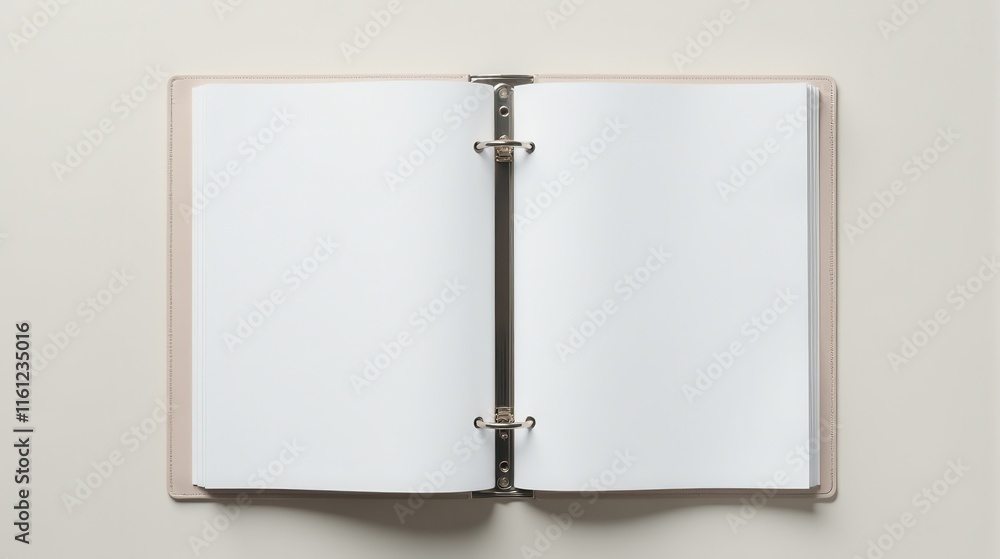 custom made wallpaper toronto digitalAn open ring binder with blank pages on a neutral background, ideal for concepts related to organization, planning, or creative projects