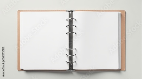 Wallpaper Mural An open ring binder with blank pages on a neutral background, ideal for concepts related to organization, planning, or creative projects Torontodigital.ca