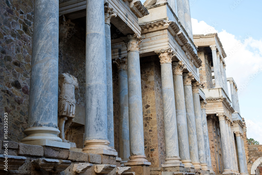 Marble columns of the Roman theater of Merida, Spain Marble columns of the Roman theater of Merida, Spain