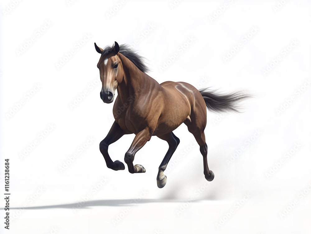 Obraz premium Brown horse in gallop, Powerful horse in motion
