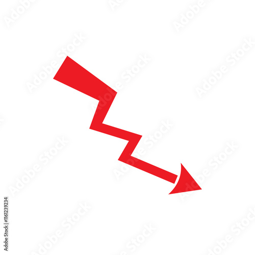 red arrow down, market crash, economic crisis, financial crisis, red going down loss concept
