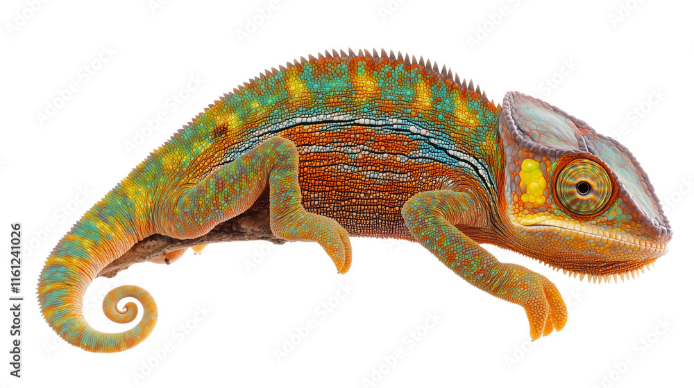 A colorful chameleon isolated on transparent background (3)