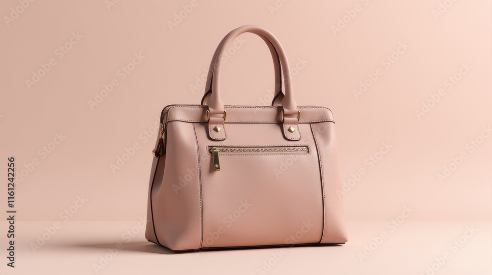 Elegant beige handbag with a smooth texture and gold hardware, photographed against a neutral background to highlight its chic design Elegant beige handbag with a smooth texture and gold hardware, photographed against a neutral background to highlight its chic design