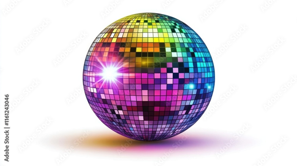 Rainbow Disco Ball Mirrored Surface Sparkling Lights Festive Vibe Rainbow Disco Ball Mirrored Surface Sparkling Lights Festive Vibe