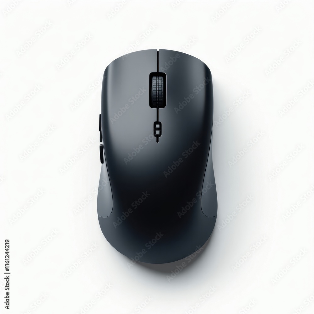 Sleek black wireless computer mouse on a white background. Perfect for productivity and modern design. Sleek black wireless computer mouse on a white background. Perfect for productivity and modern design.