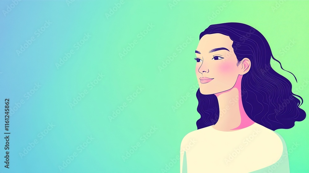 Dreamy Digital Illustration: Woman Gently Gazing Against a Soft Gradient Background. AI Generated Dreamy Digital Illustration: Woman Gently Gazing Against a Soft Gradient Background. AI Generated