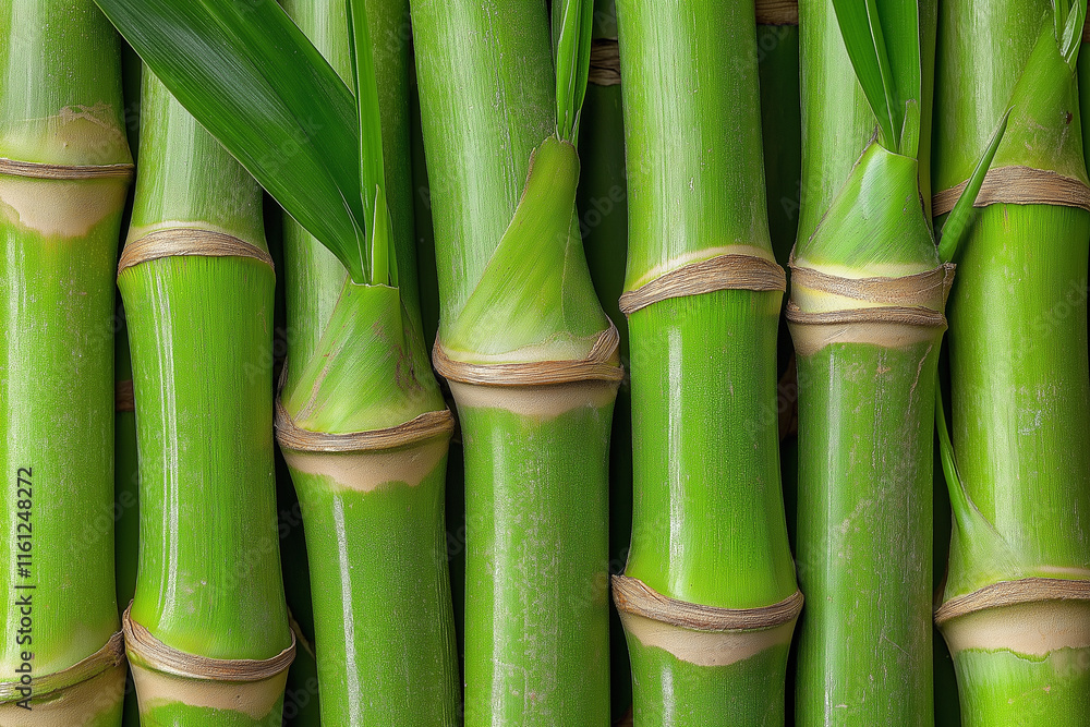Close-up of vibrant green bamboo stalks and leaves. Close-up of vibrant green bamboo stalks and leaves.