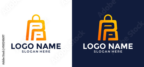 Vector Logo illustration of the Letter P Shopping Bag, symbolizing comfort, style, and retail.