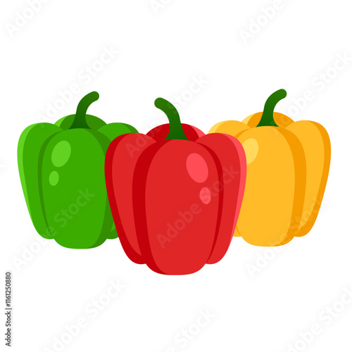 red green and yellow capsicum bell pepper vector illustration