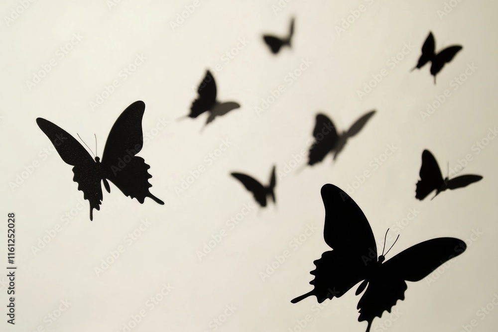 Fototapeta premium A group of colorful butterflies fluttering through the air, a beautiful scene of nature