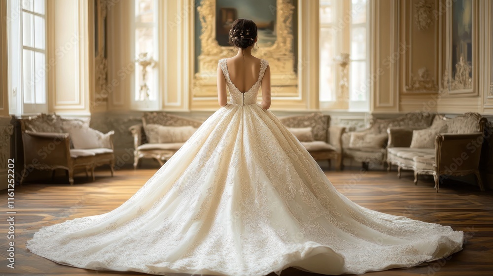 Elegant Bridal Gown in a Luxurious Palace Setting Elegant Bridal Gown in a Luxurious Palace Setting