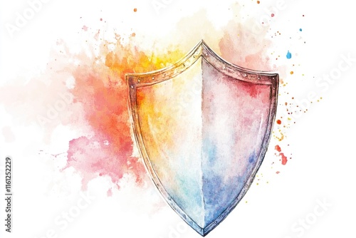 A watercolor painting of a shield on a white background, suitable for use in historical or medieval-themed designs