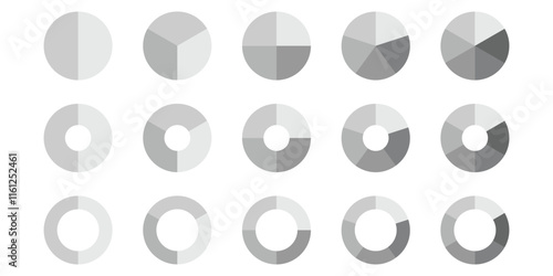 Pie chart vector icons. Circle pie chart diagram.