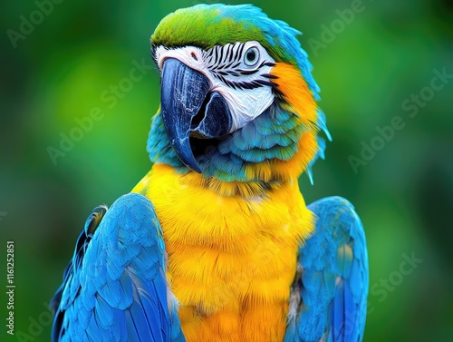 Wallpaper Mural A vibrant macaw with blue and yellow feathers, showcasing its striking features. Torontodigital.ca