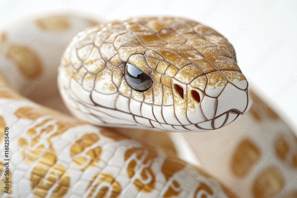 Fototapeta premium A clear image of a snake's face on a white background, great for zooming in or using as a detail