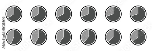 Pie chart. Modern infographic pie chart. Infographic wheel segments and fraction. Divided circle sections set.