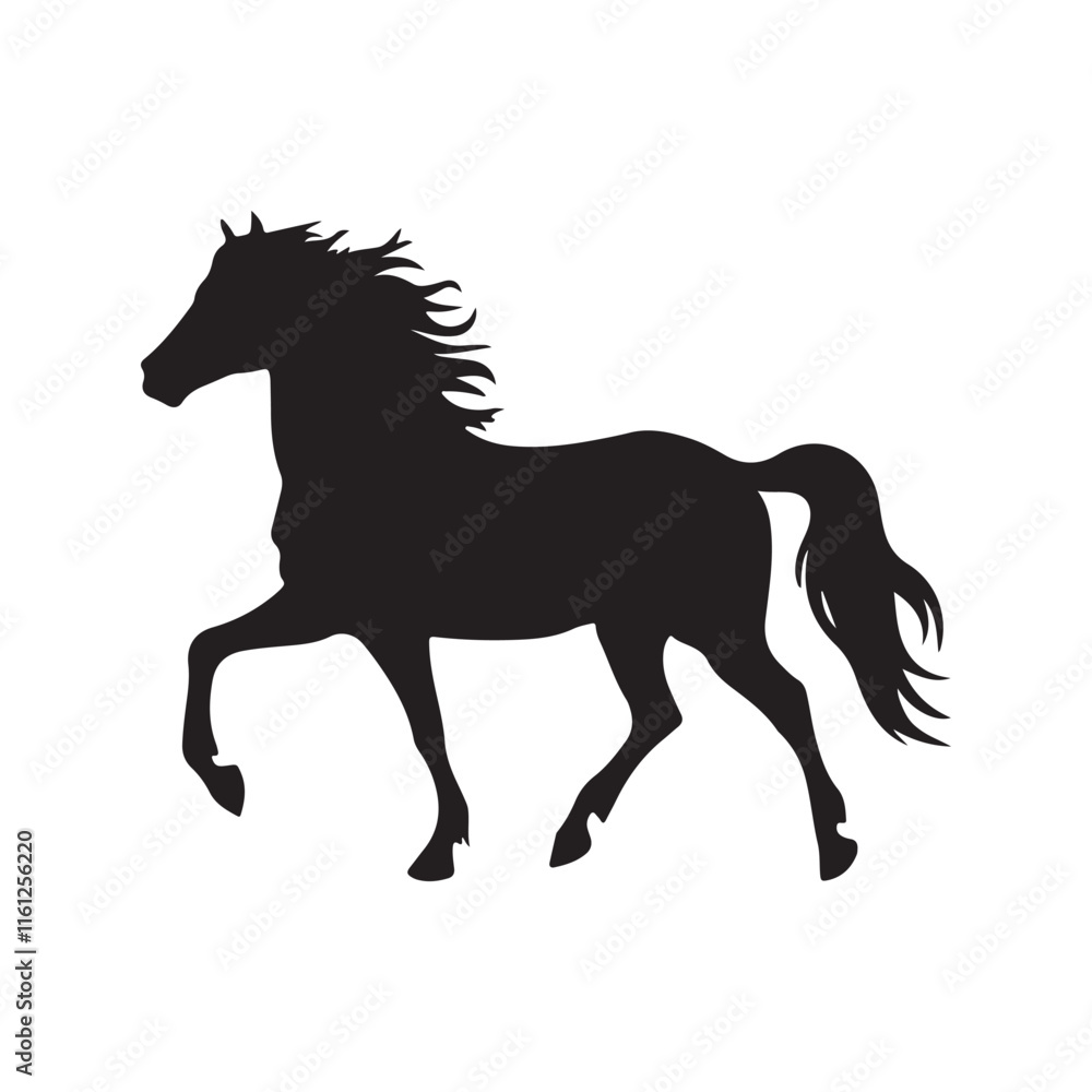 Simple black silhouette of a majestic horse. Simple black silhouette of a majestic horse.