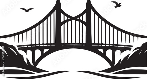 Iconic Golden Gate Bridge Silhouette Illustration Vector Graphic