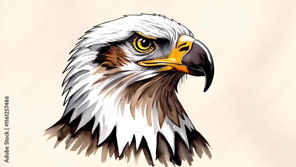 Obraz premium Bald eagle on white background. 