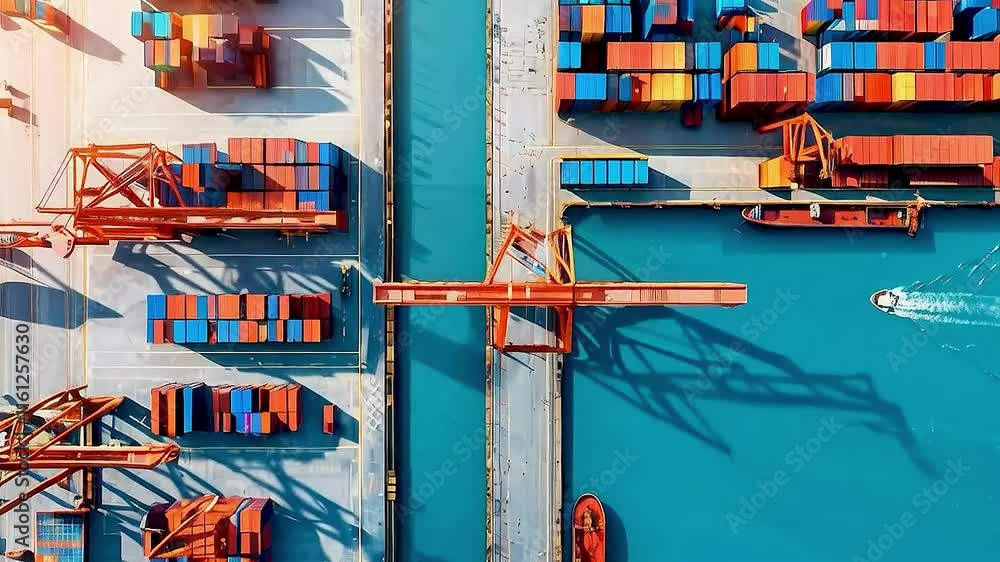 top down aerial container terminal