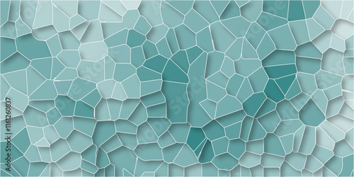 Broken tiles green square pattern. Colorful Vector background with triangles mosaic pattern. Cement kitchen decor. Mint marble bath floor.  Seamless pattern with 3d shapes vector Vintage background.