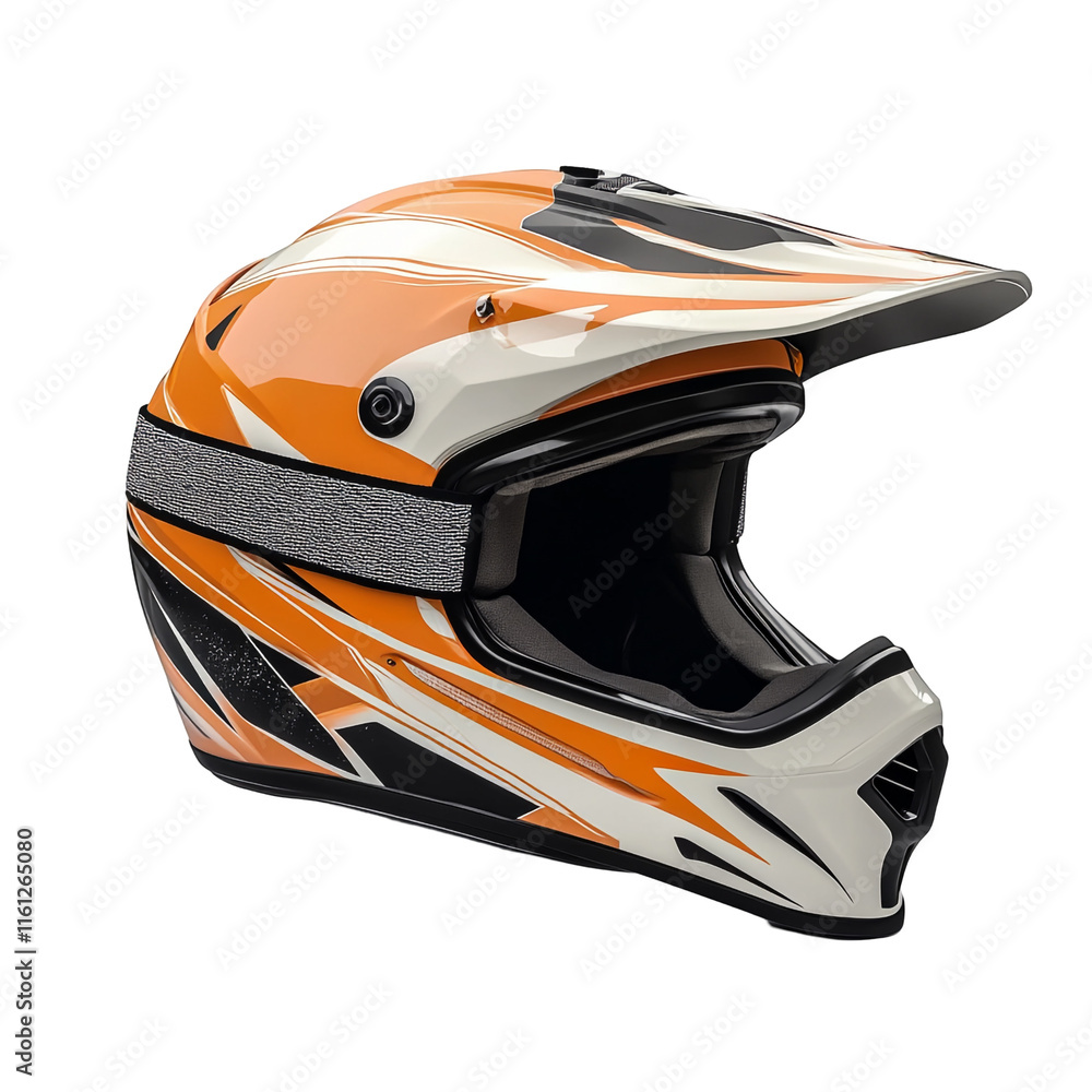 Fototapeta premium Orange and White Motocross Helmet