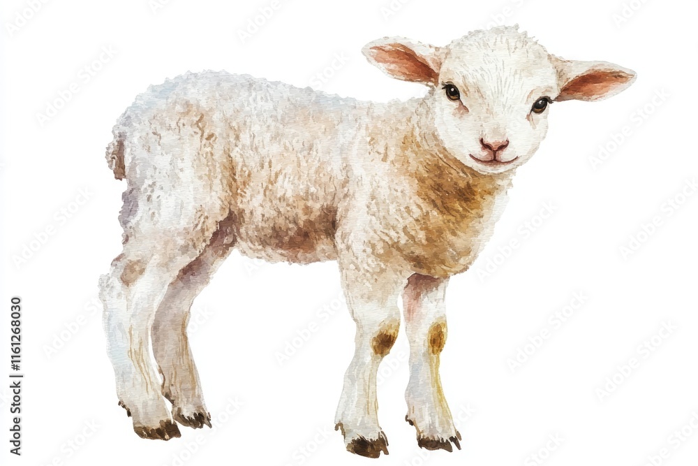 A gentle sheep set against a clean white background, perfect for use in designs and graphics A gentle sheep set against a clean white background, perfect for use in designs and graphics