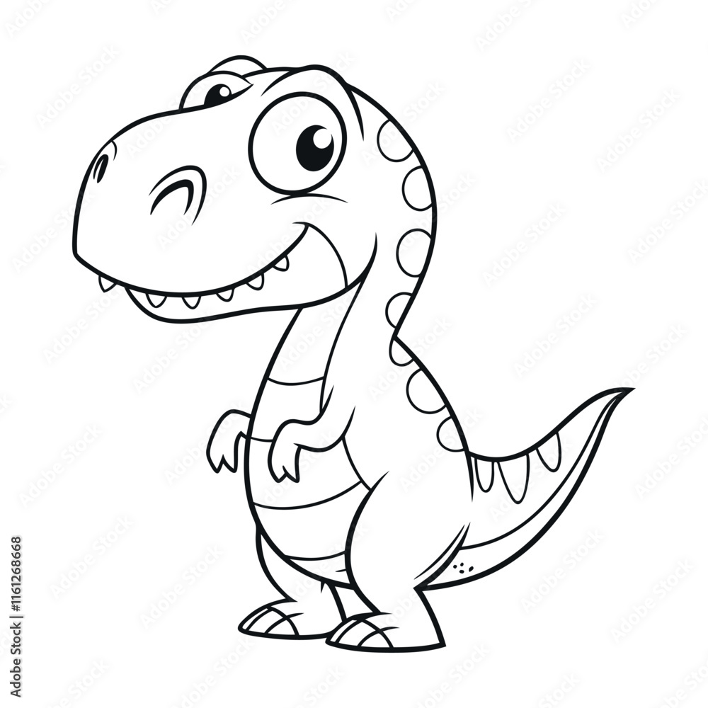 Funny T-Rex Line Drawing Color Page Illustration Funny T-Rex Line Drawing Color Page Illustration