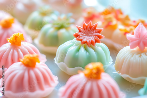 Elevate your creativity by visualizing dumplings as a masterpiece adorned with vibrant edible decorations