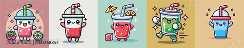 Animated vector collection of refreshing drinks