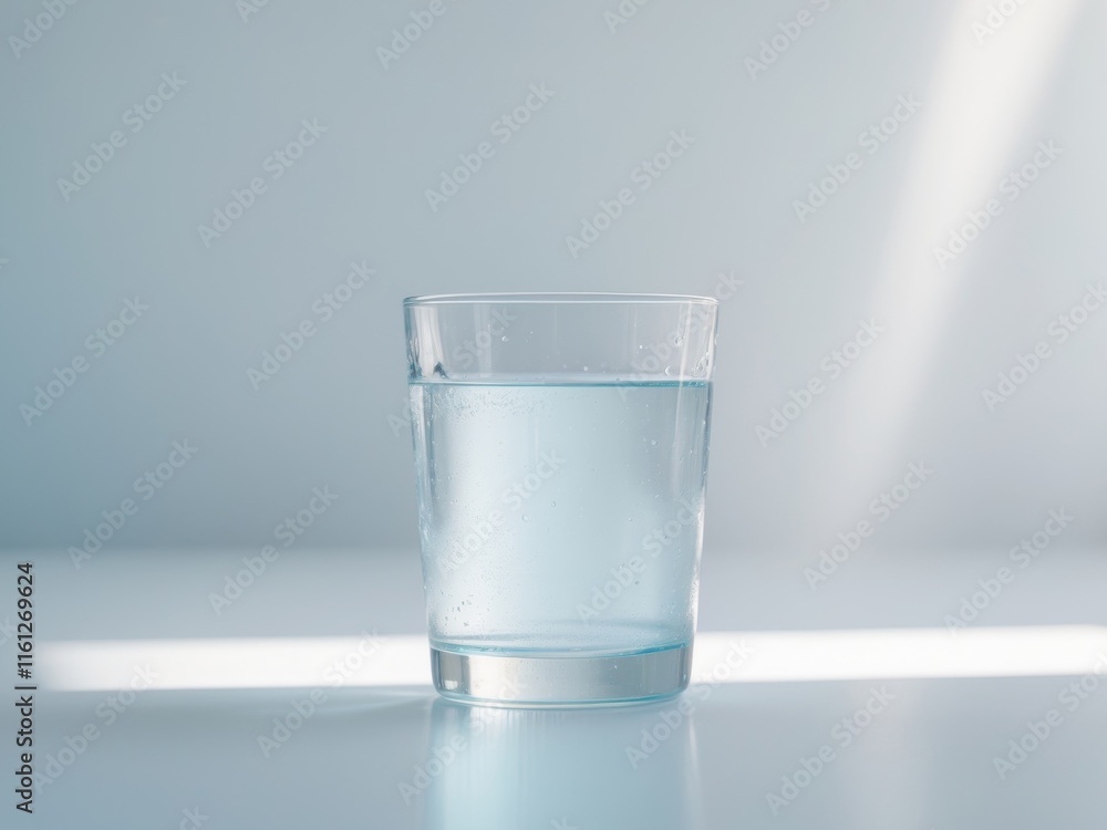 glass of fresh still water on white table glass of fresh still water on white table