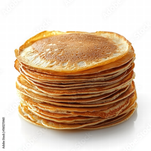 Stack of Delicious Pancakes with Syrup and Butter Isolated on Transparent Background photo