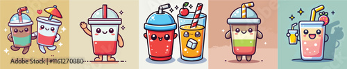 Animated vector collection of refreshing drinks