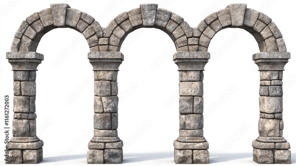 Obraz premium Stone Archway Triple Columns Ancient Architecture Design Render