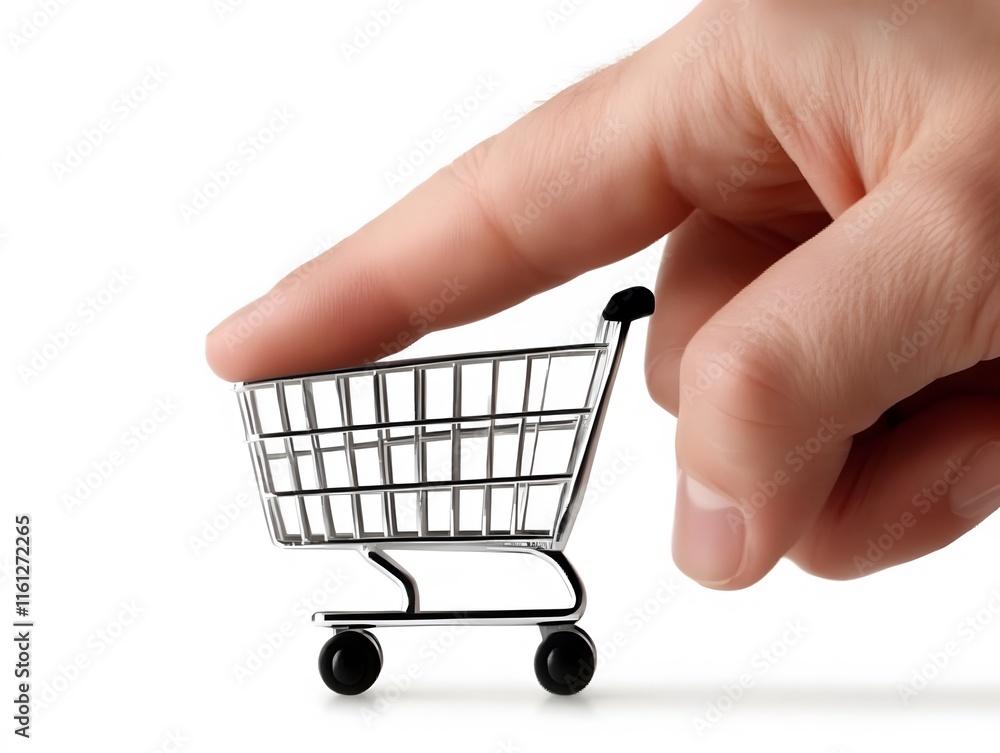 Fototapeta premium index finger showing e-commerce, on white background