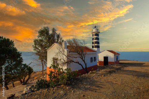 Obraz na płótnie View of Sarpınik Lighthouse in Turkey w salonie