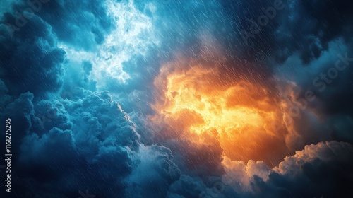 Wallpaper Mural Dramatic storm clouds with fiery sunset nature scene atmospheric conditions vibrant colors aerial view weather concept Torontodigital.ca