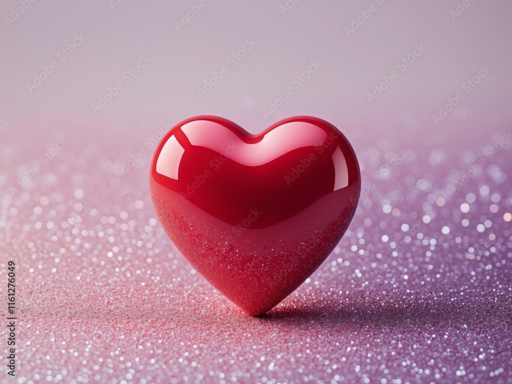 Obraz premium Shiny red heart celebrating valentine's day on glitter background